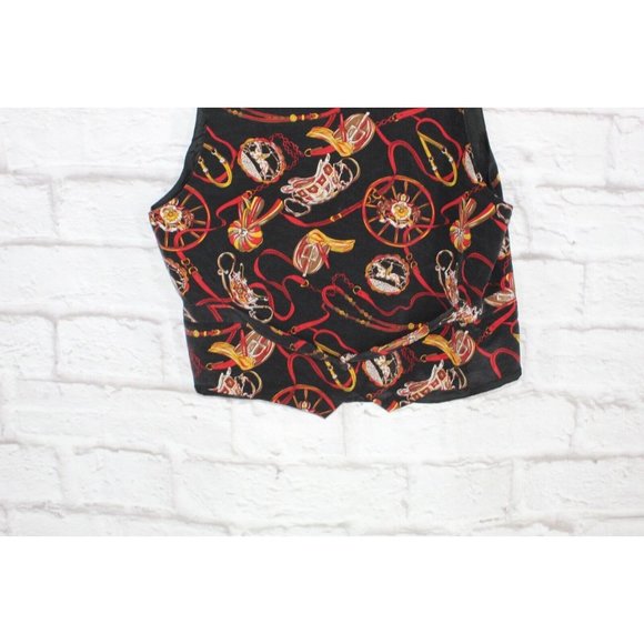 Spenser Jeremy Black Multicolor Print Lined Silk Vest Size L - Picture 7 of 10